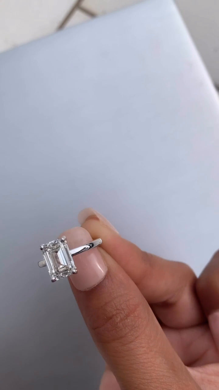 Emerald Solitaire Engagement Ring