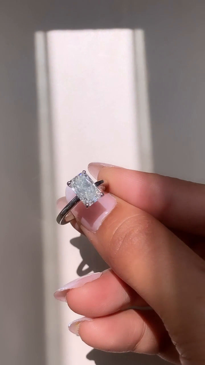 Radiant Solitaire Moissanite Engagement Ring