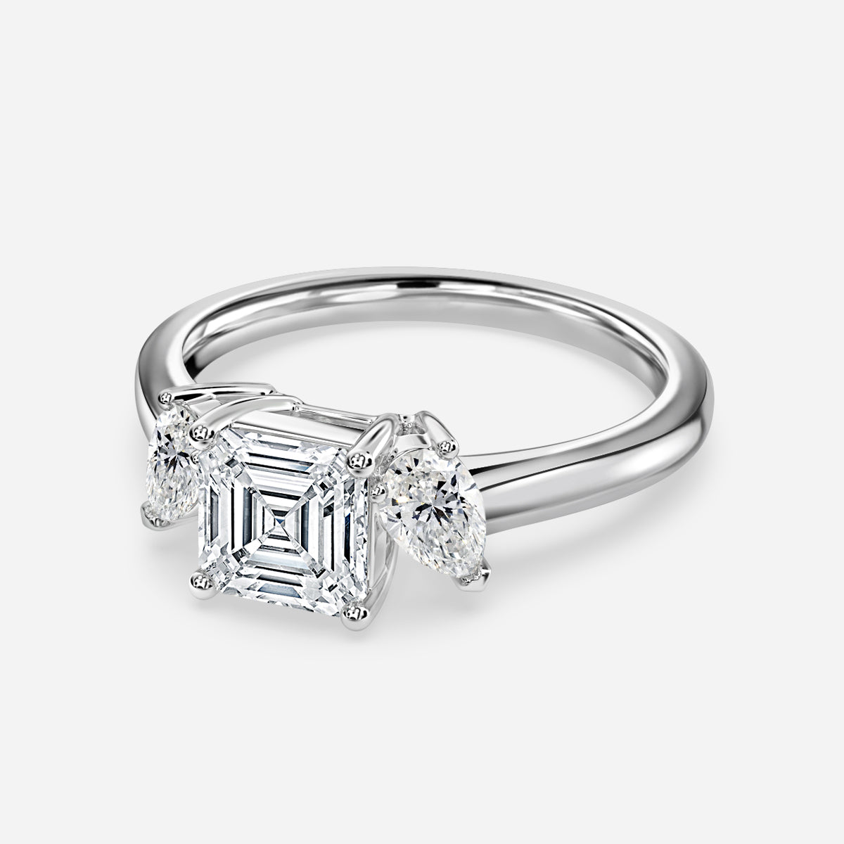 Jael Asscher Three Stone Moissanite Engagement Ring