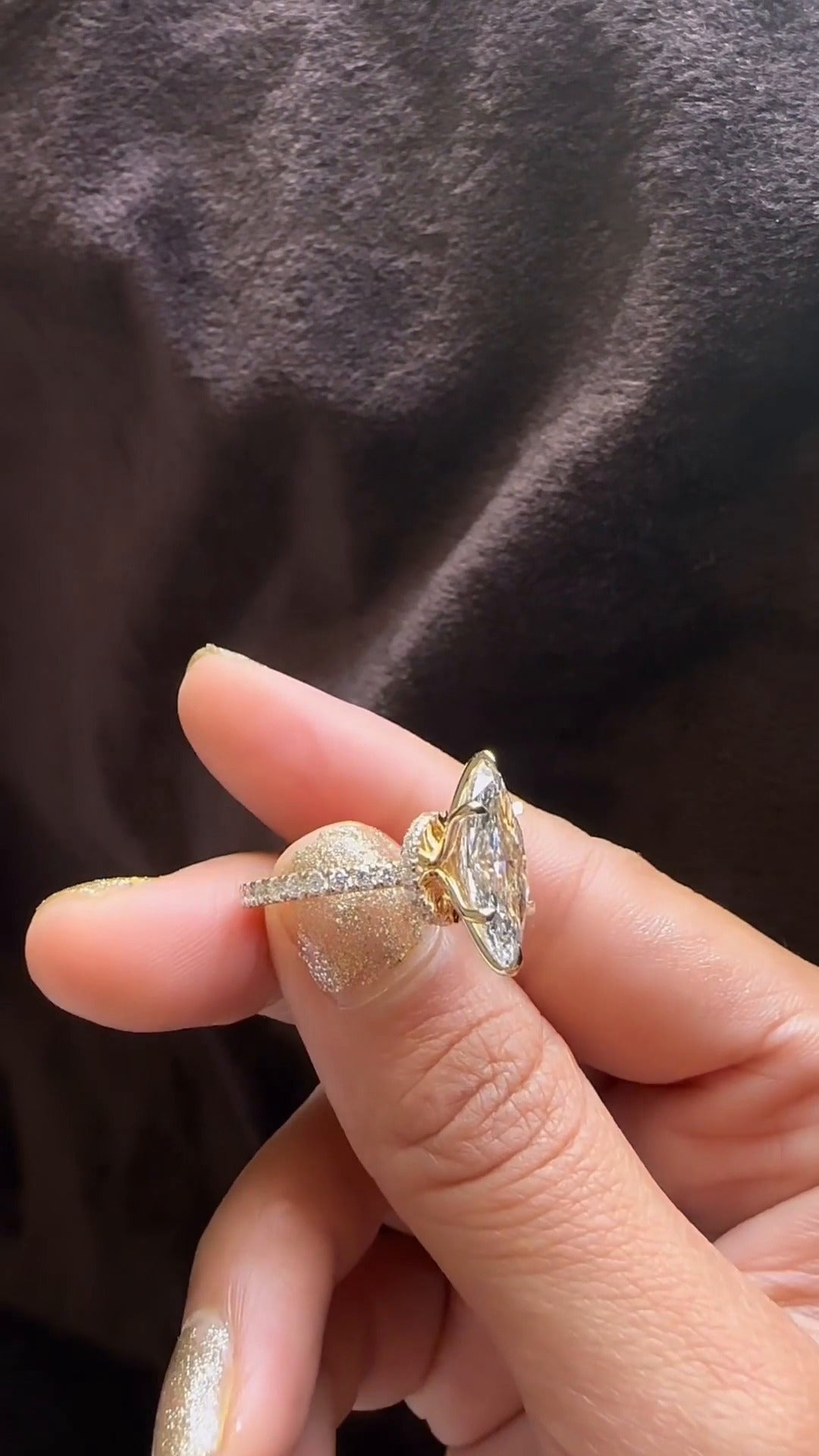 Marquise Hidden Halo Engagement Ring
