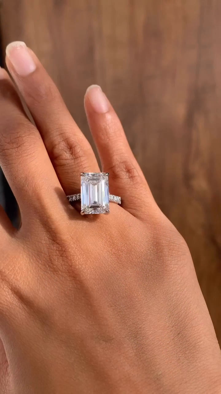 Aveline Emerald Moissanite Engagement Ring
