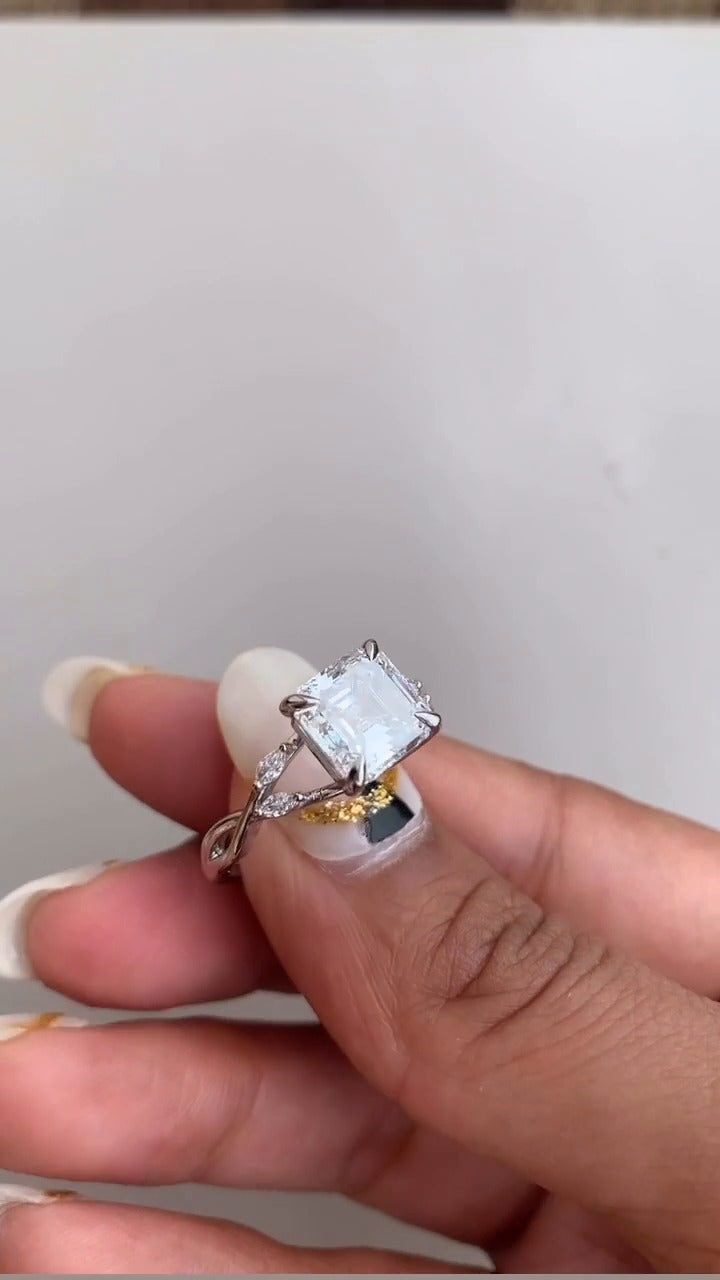 Asscher Moissanite Engagement Ring