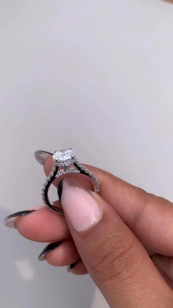 Round Hidden Halo Engagement Ring