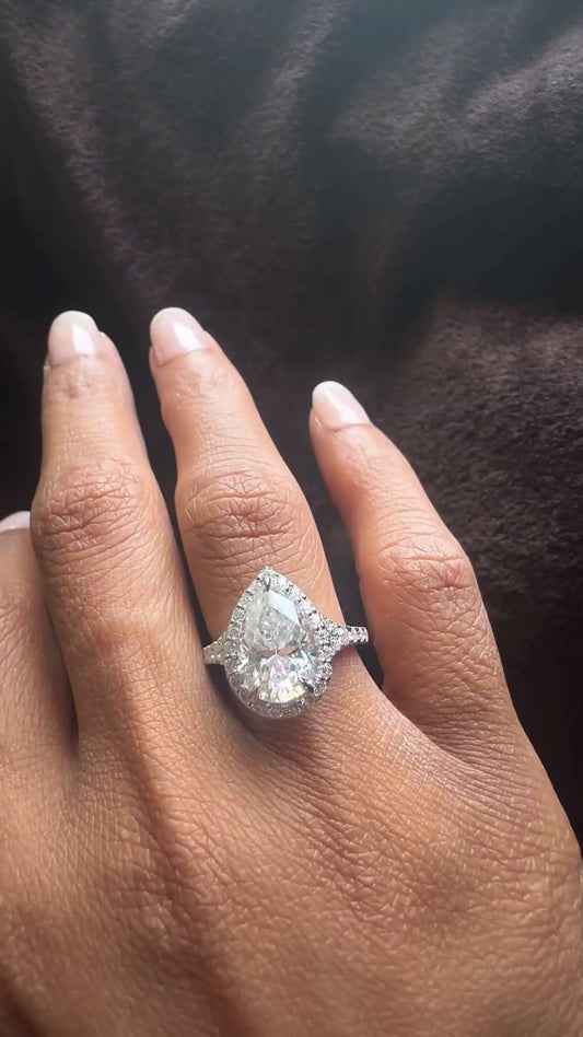 Pear Halo Ring