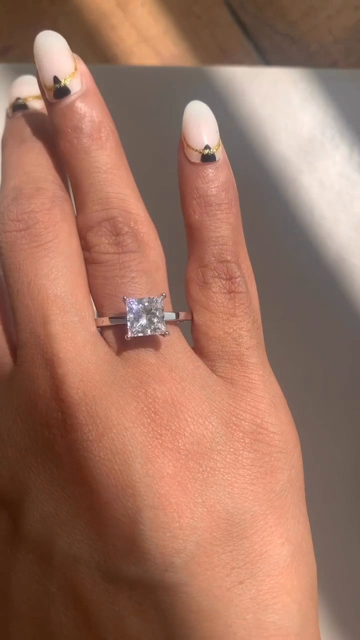 Princess Hidden Halo Moissanite Engagement Ring