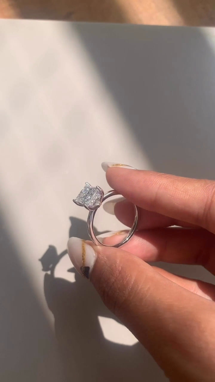 Edeline Princess Hidden Halo Engagement Ring