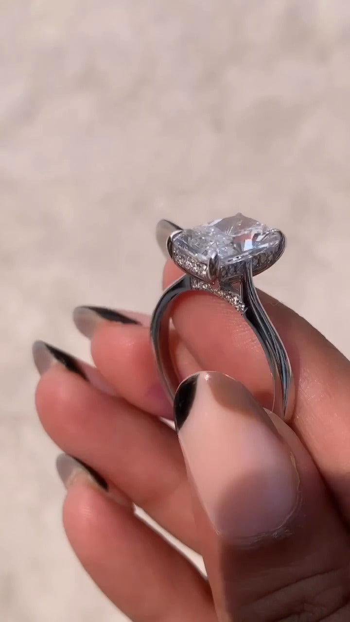 Radiant Hidden Halo Engagement Ring