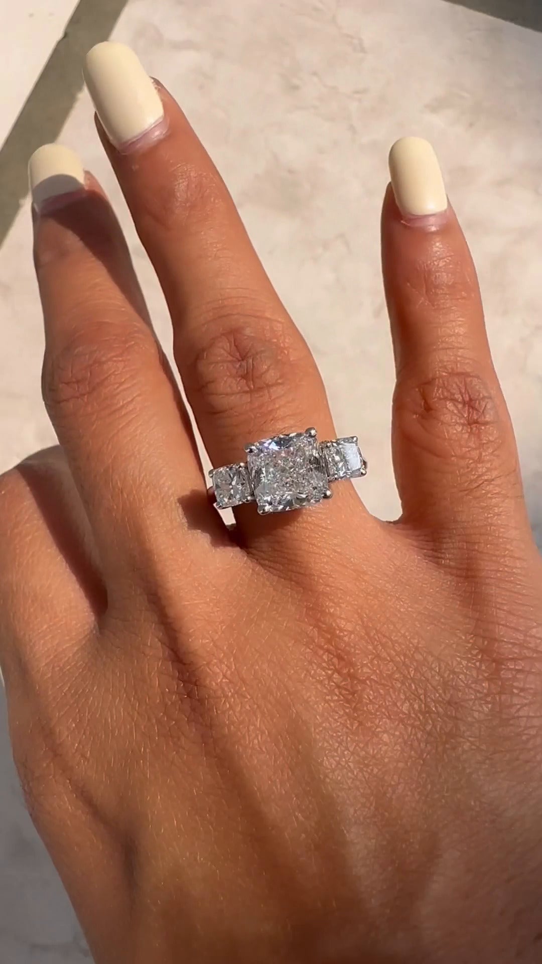 Cushion Three Stone Ring