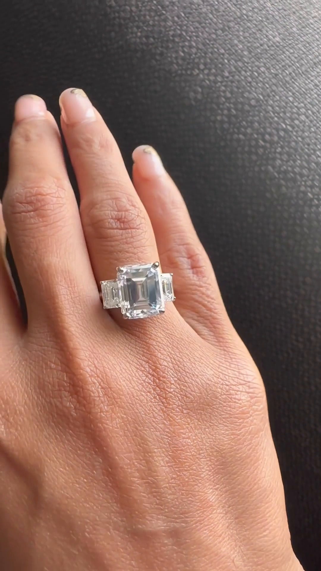 Elspeth Emerald Moissanite Engagement Ring