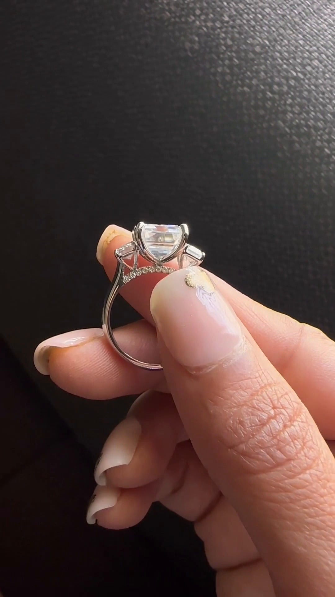 Elspeth Emerald Moissanite Engagement Ring