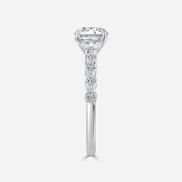 Pailin Round Diamond Unique Moissanite Engagement Ring