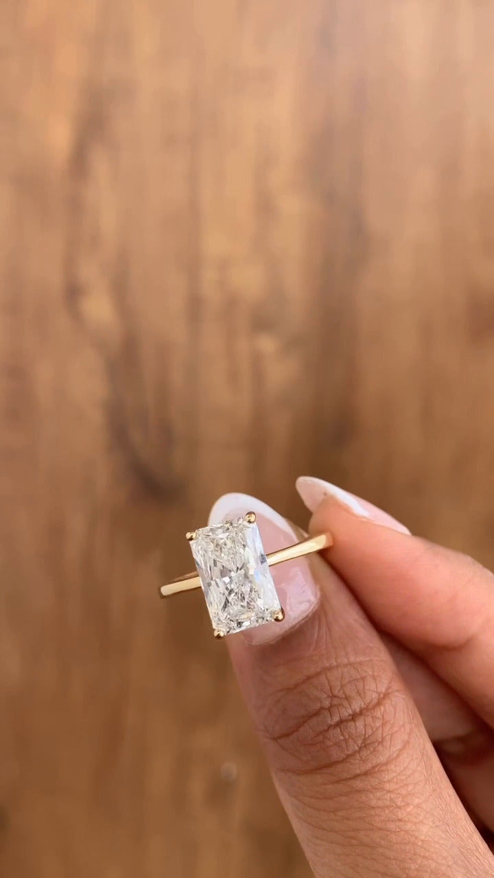 Radiant Solitaire Moissanite Engagement Ring