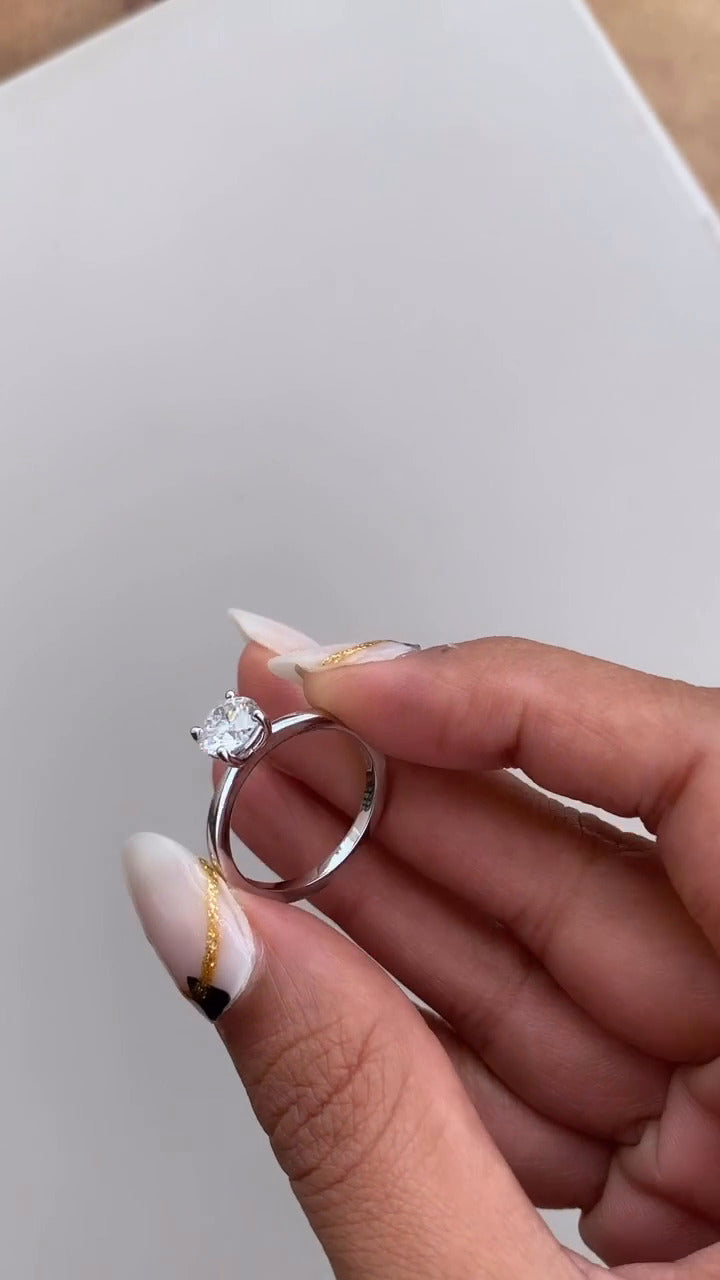 Round Solitaire Moissanite Engagement Ring