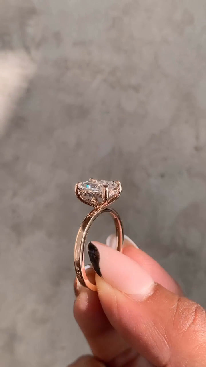 Radiant Hidden Halo Moissanite Ring