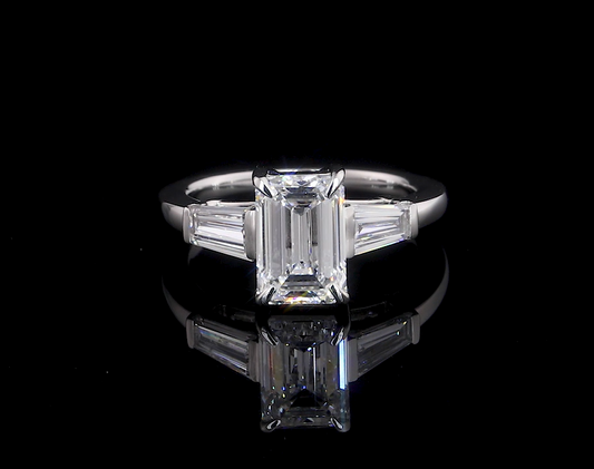 Jara Emerald Three Stone Engagement Ring
