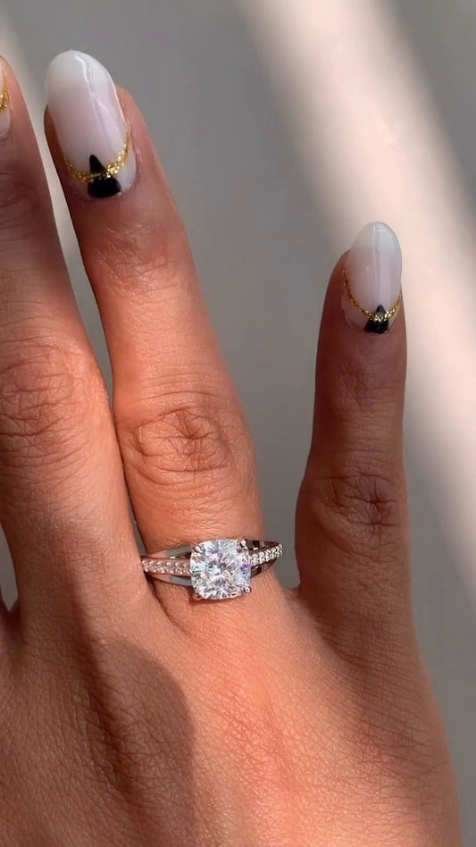 Jessamine Cushion Moissanite Engagement Ring