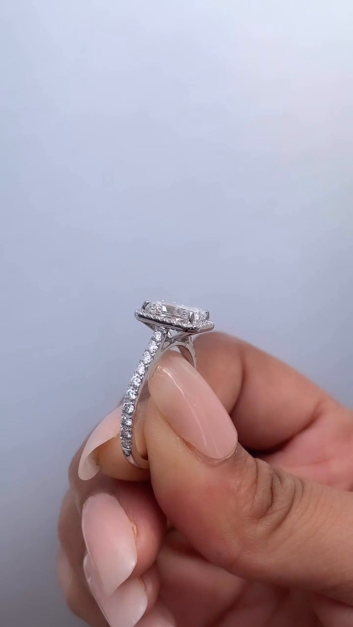 Radiant Halo Engagement Ring