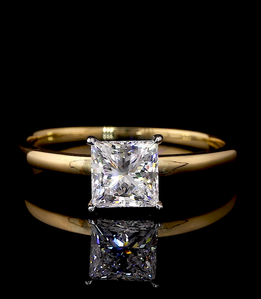 Two Tone Solitaire Moissanite Engagement Ring