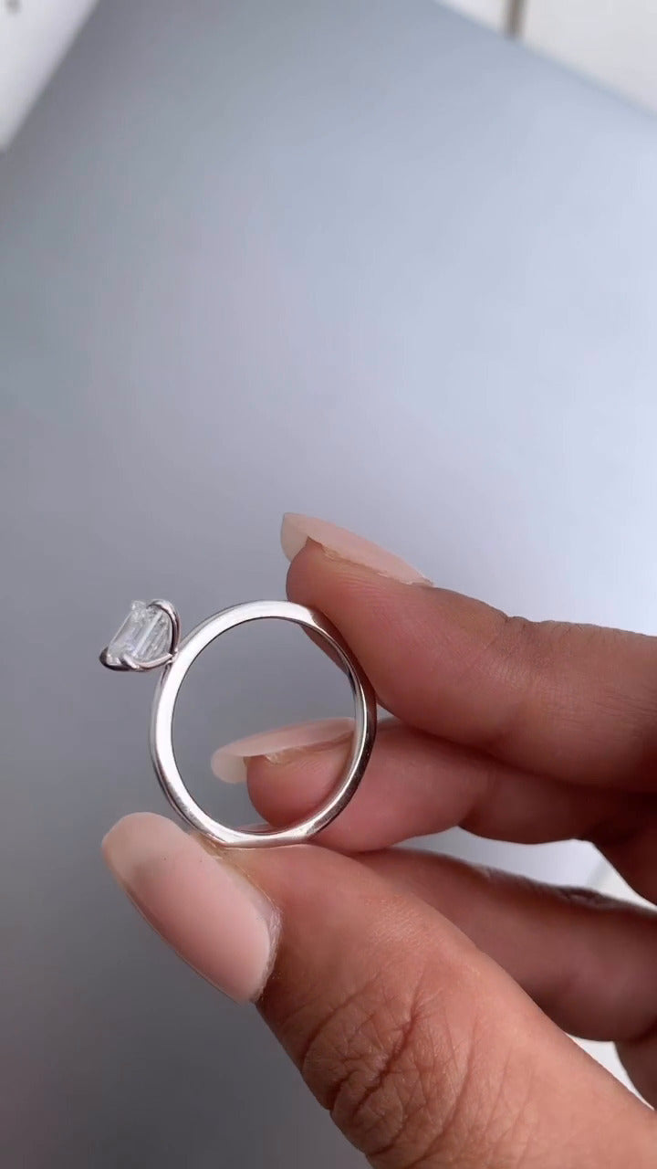 Asscher Solitaire Moissanite Engagement Ring