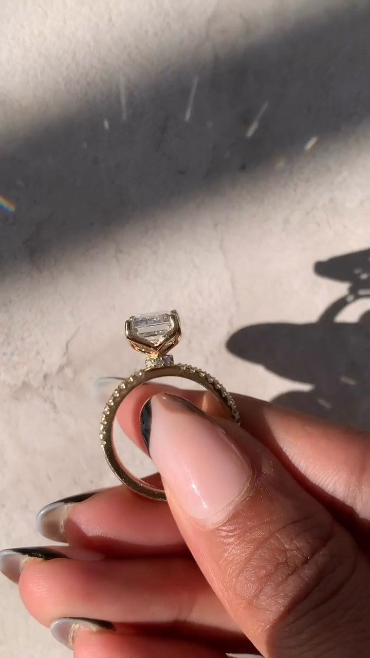 Emerald Hidden Halo Ring