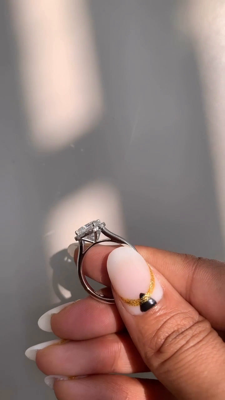 Cushion Halo Moissanite Engagement Ring