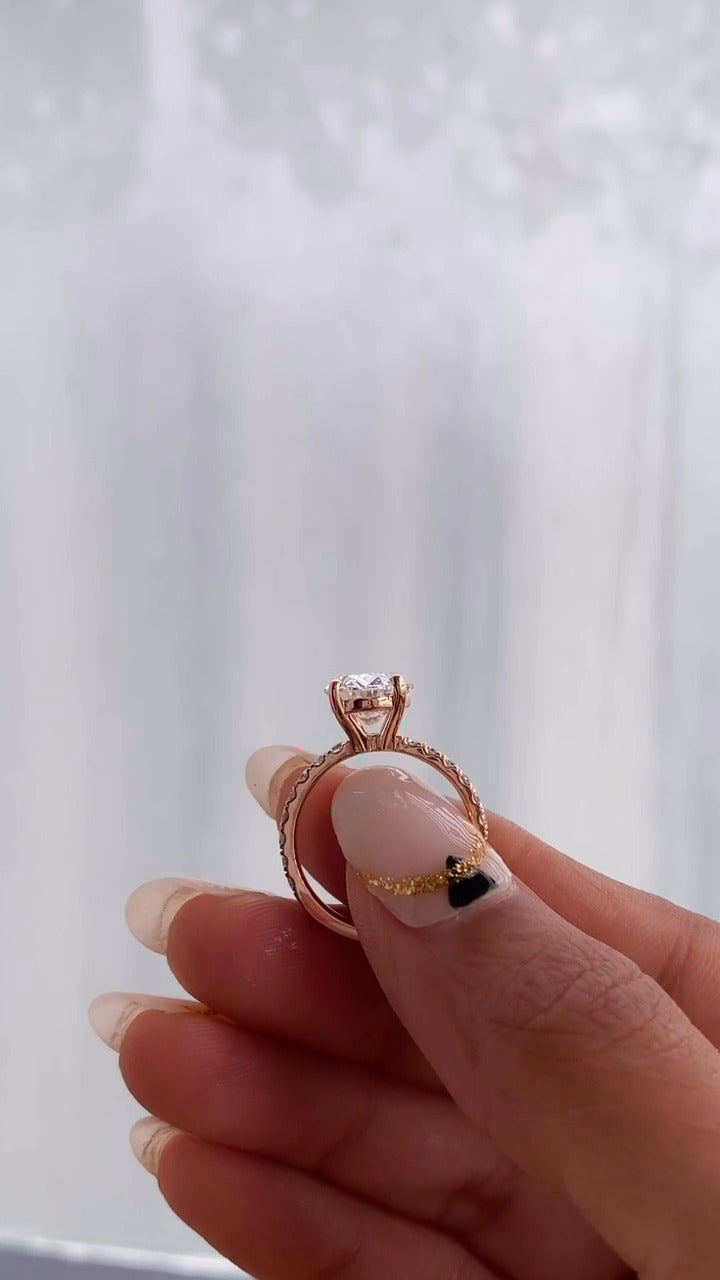 Oval Diamond Band Engagement Ring
