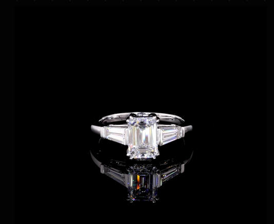 Three Stone Moissanite Engagement Ring