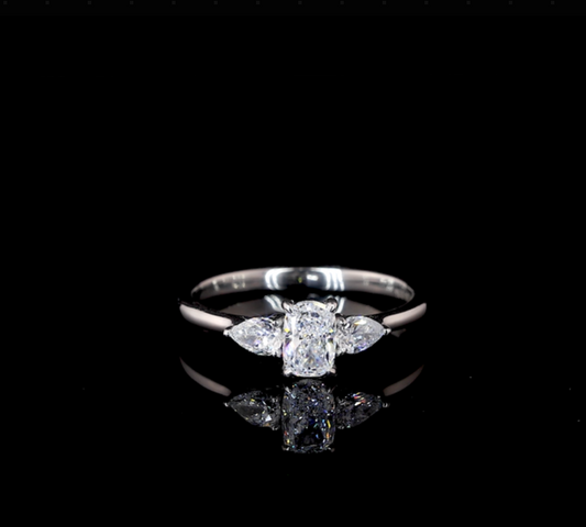 Three Stone Moissanite Engagement Ring