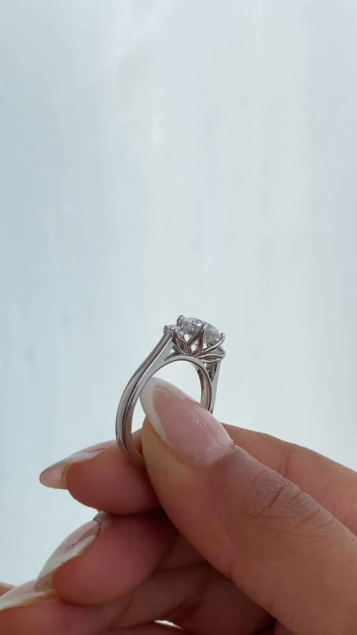 Myra Round Three Stone Engagement Ring