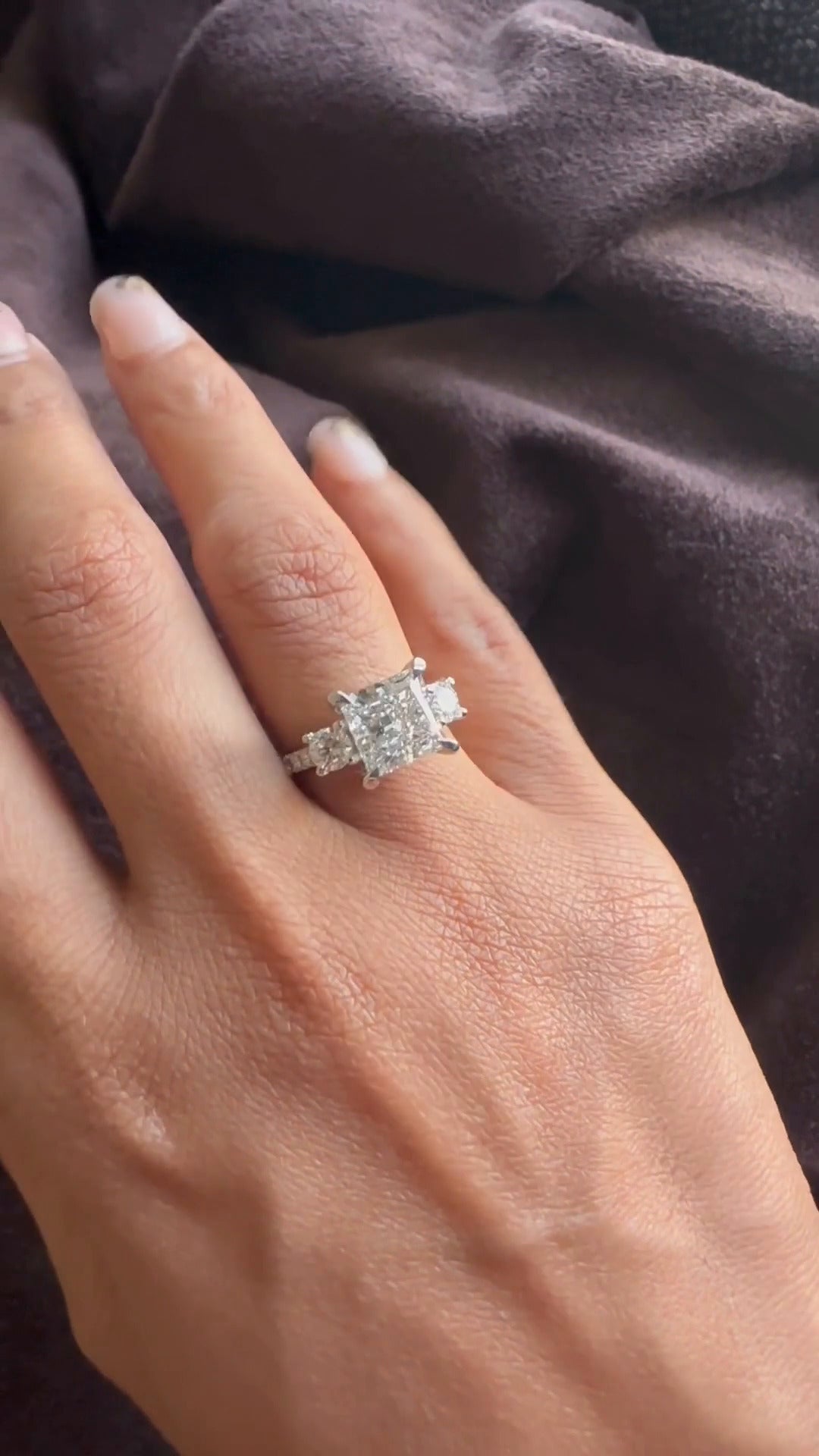 Oriana Three Stone Moissanite Engagement Ring
