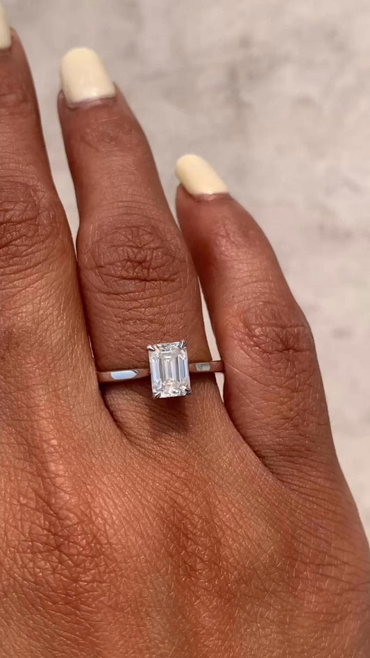 Emerald Hidden Halo Engagement Ring