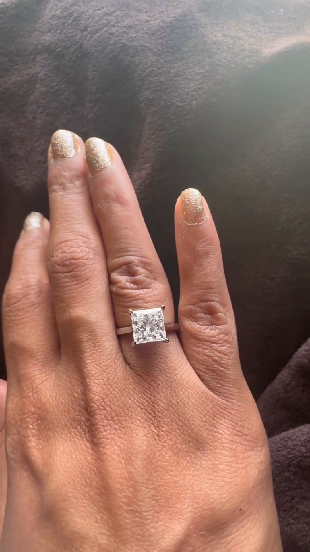 Princess Hidden Halo Moissanite Engagement Ring