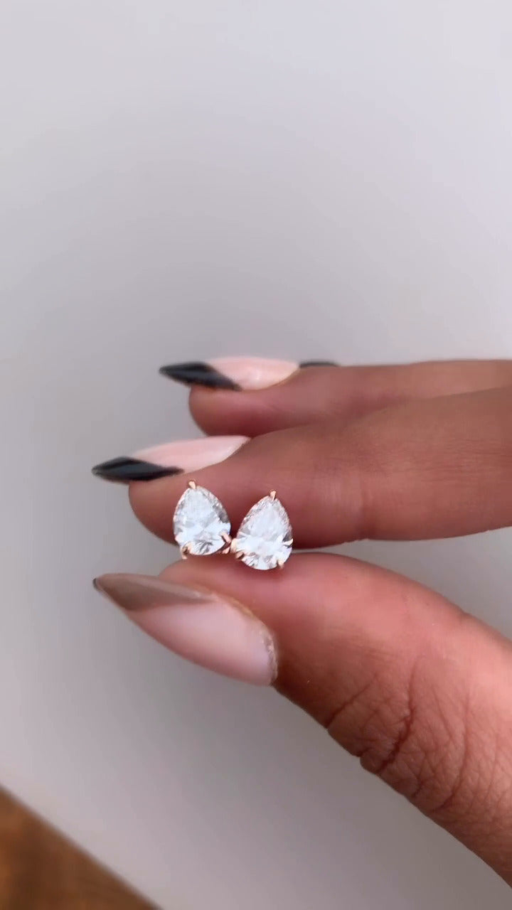 Pear Moissanite Earrings