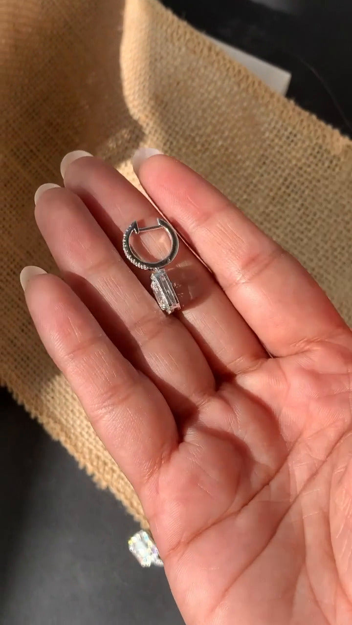 Moissanite Halo Drop Earrings