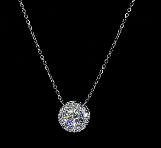 round moissanite halo pendant