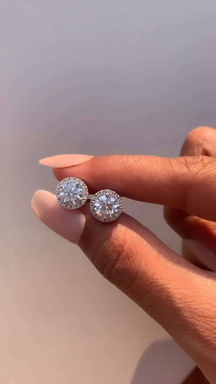 Round Halo Earrings
