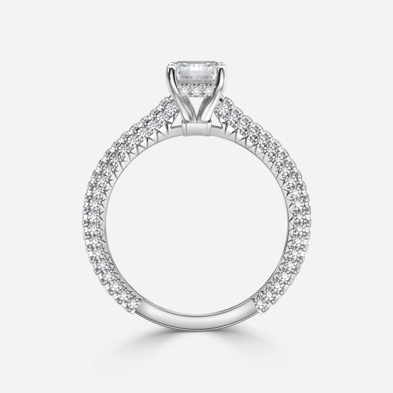 Kalaya Emerald Hidden Halo Moissanite Engagement Ring