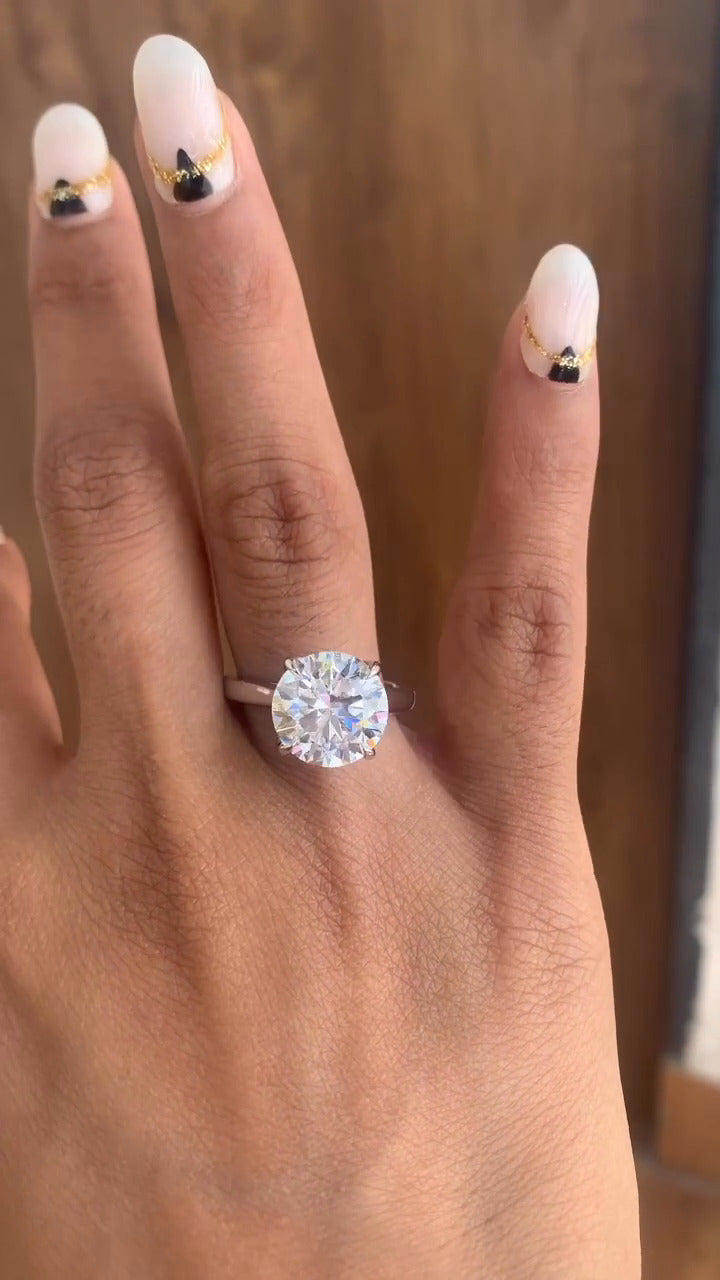 Saffron Round Moissanite Engagement Ring