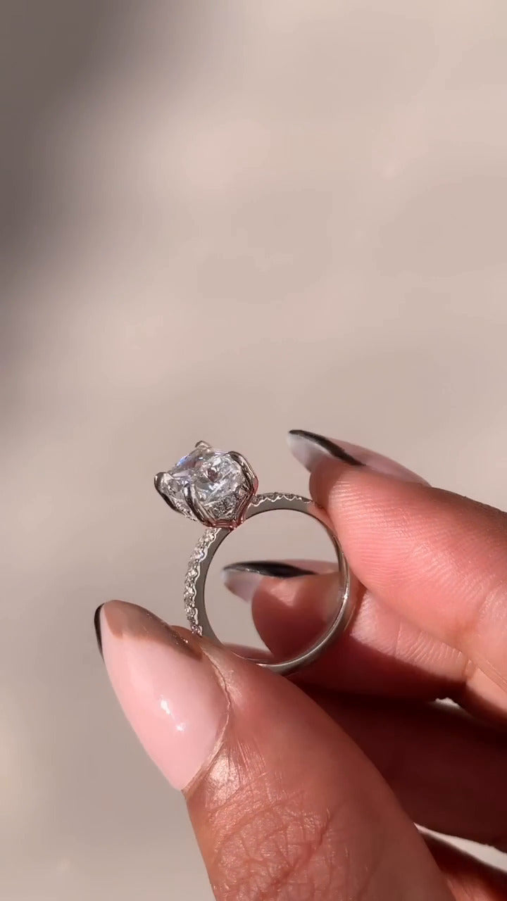 Cushion Hidden Halo Engagement Ring