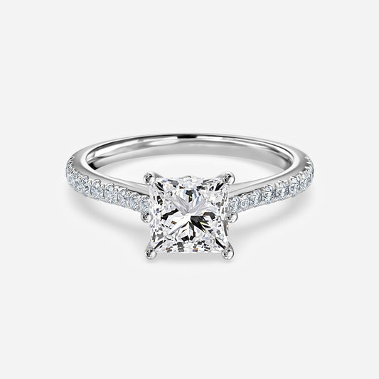 Odessa Princess Diamond Band Moissanite Engagement Ring
