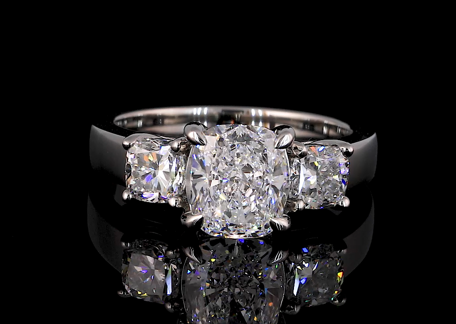 Three Stone Moissanite Engagement Ring