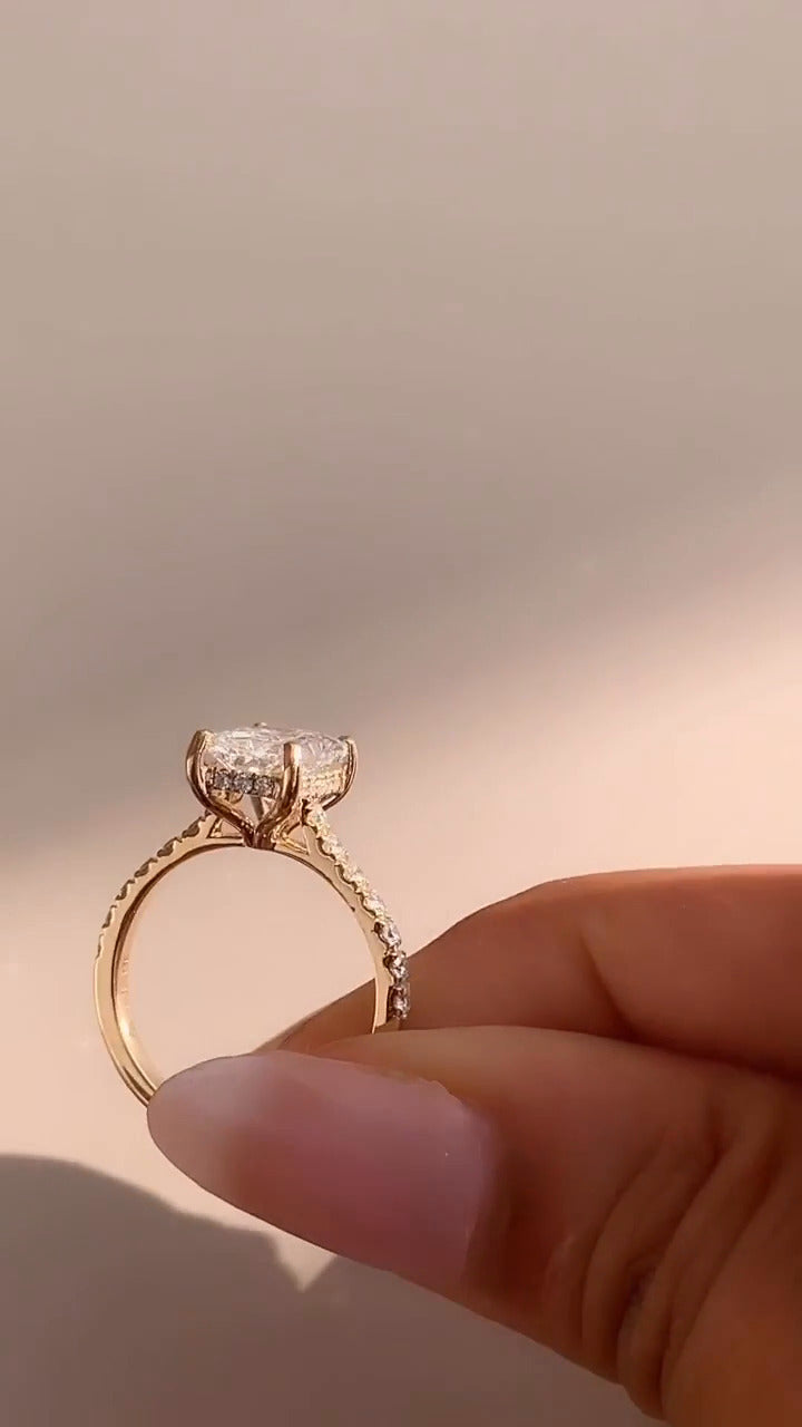 Radiant Hidden Halo Moissanite Engagement Ring