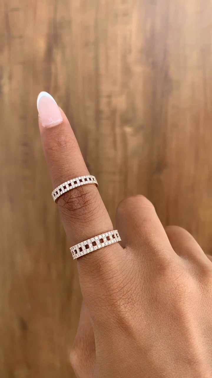 Three Row Moissanite Wedding Ring