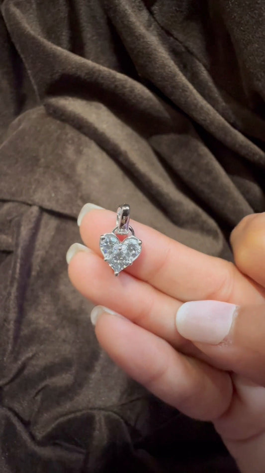 Unique Three Stone Heart Pendant