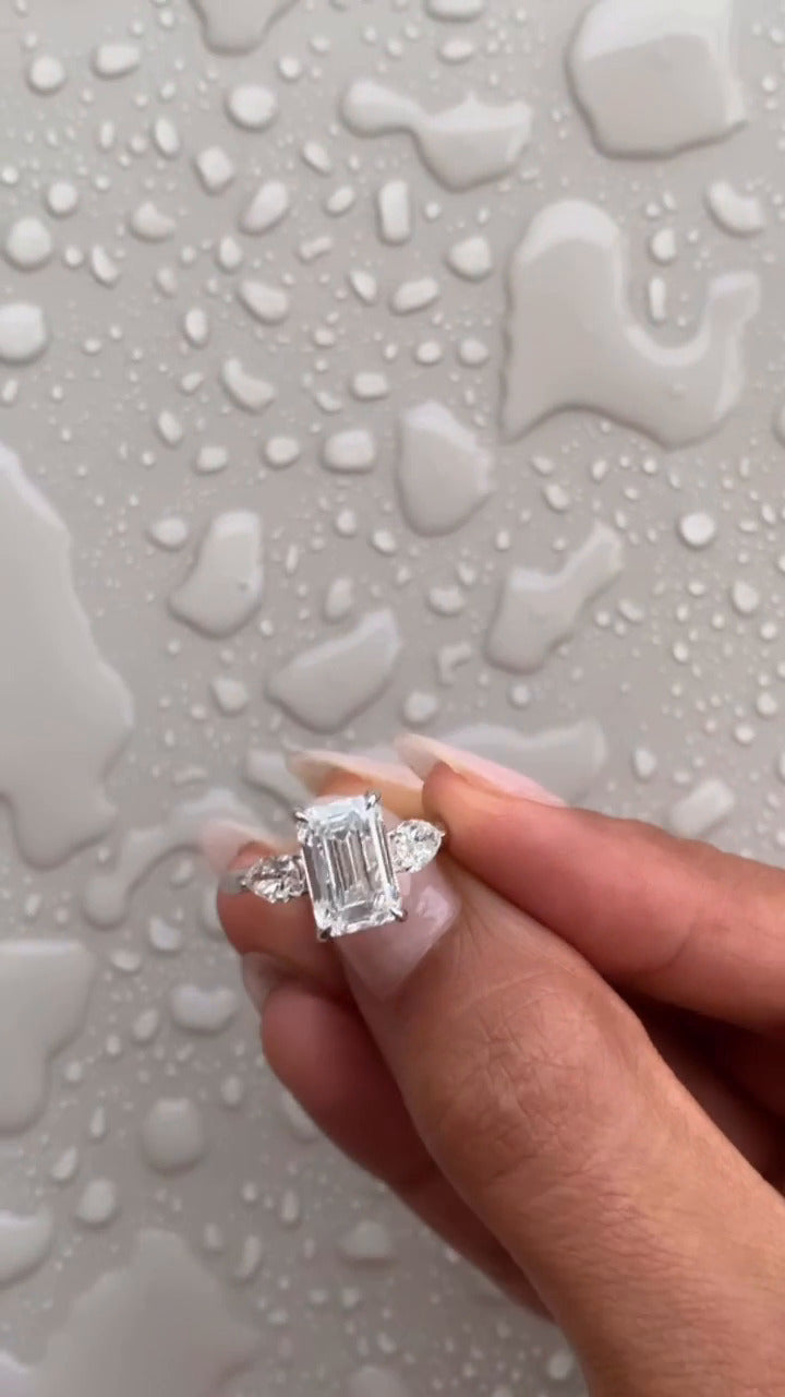 Three Stone Moissanite Engagement Ring
