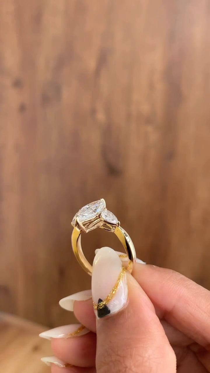 Tierney Marquise Three Stone Engagement Ring