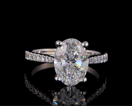 Diamond Band Moissanite Engagement Ring