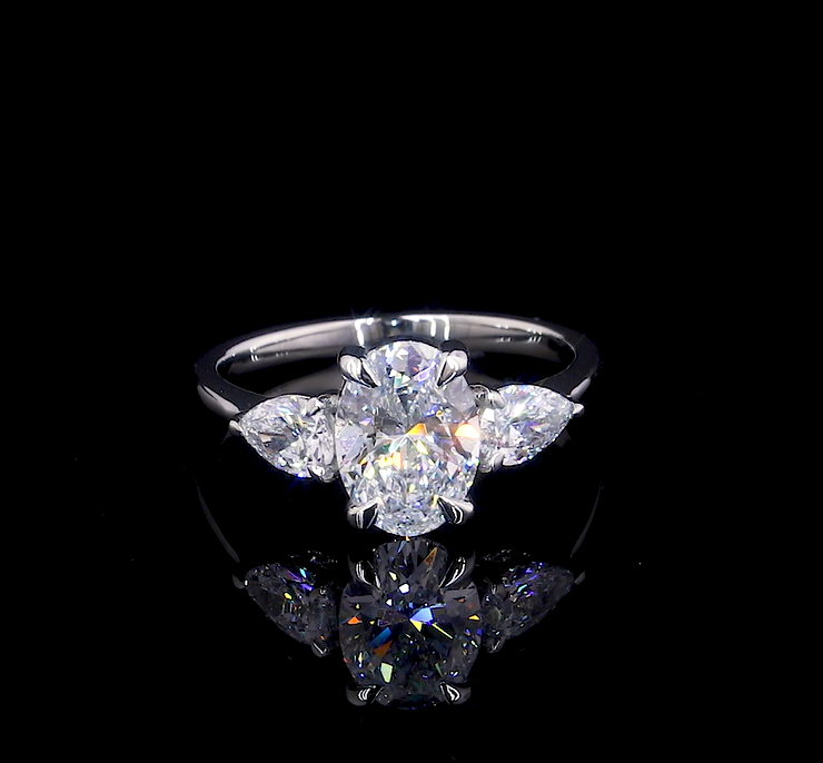 Three Stone Moissanite Engagement Ring