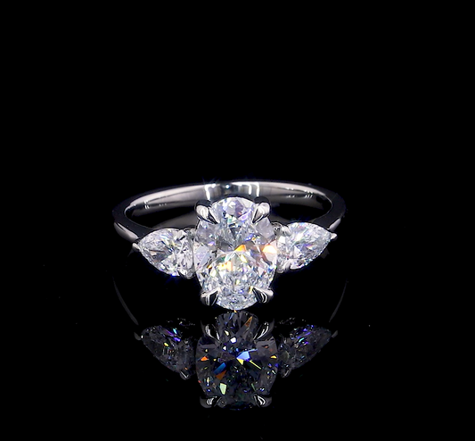 Three Stone Moissanite Engagement Ring