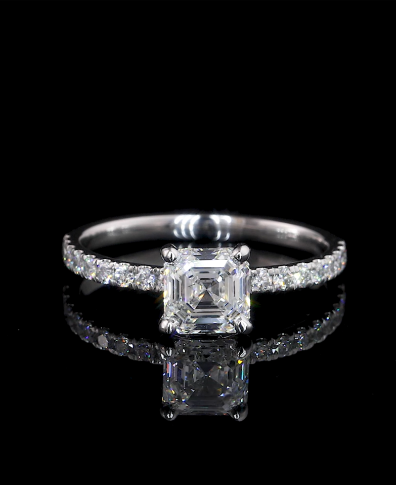 Vittoria Asscher Moissanite Engagement Ring